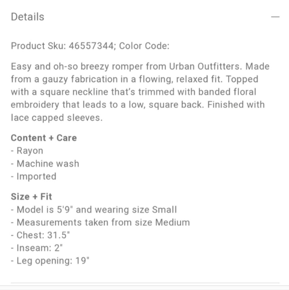 Urban Outfitters Marissa Floral Gauzy Lace Black Romper Women's Small S EUC Cute - Picture 11 of 11